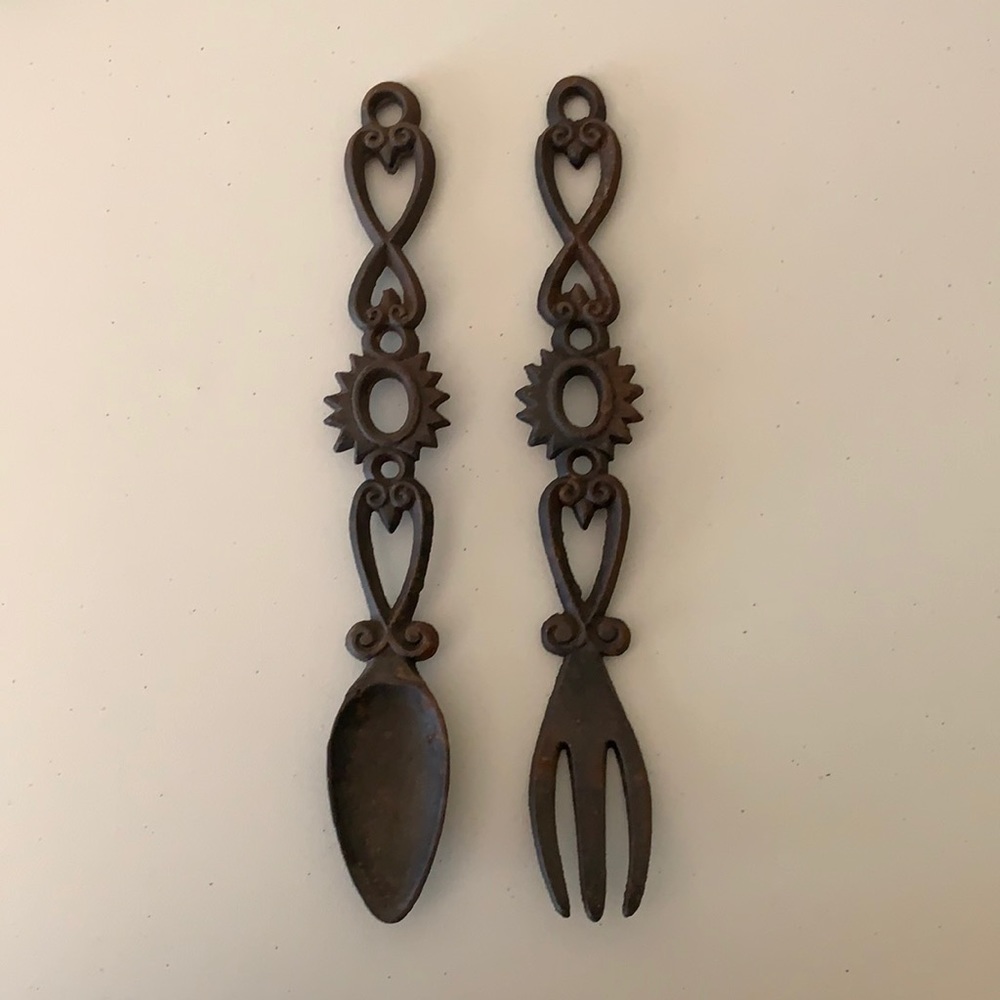 Vintage Black Cast Iron Decorama Fork & Spoon